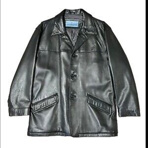 Kenneth Cole Reaction Butter Soft Black Leather Men Coat‎ Jacket Size M
